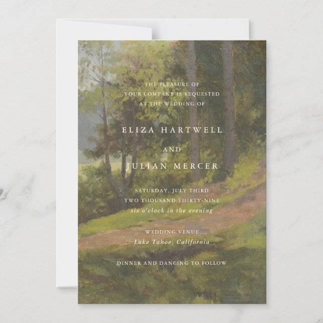 Convite Magnético Casamento Elegante Floresta Rústica (Frente)