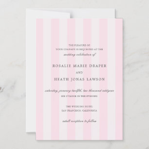 Convite Magnético Casamento Elegante Listras Rosa Moderno