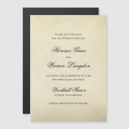 Convite Magnético Casamento Elegante Vintage Salve a Data