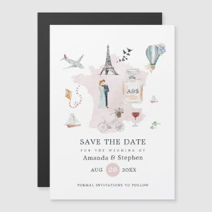 Convite Magnético Casamento em Paris com Monograma Save the Date