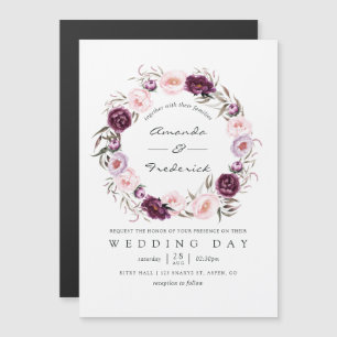 Convite Magnético Casamento Floral de Veludo Profundo