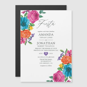 Convite Magnético Casamento Floral Fiesta Aquarela