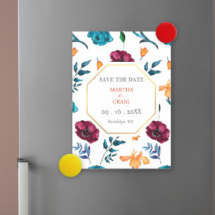 Convite Magnético Casamento Floral Fiesta Mexicana de Aquarela Salve