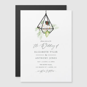 Convite Magnético Casamento Floral Geométrico Boho Terrário