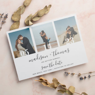 Convite Magnético Casamento Fotográfico com Script Simples Chic 3 Sa