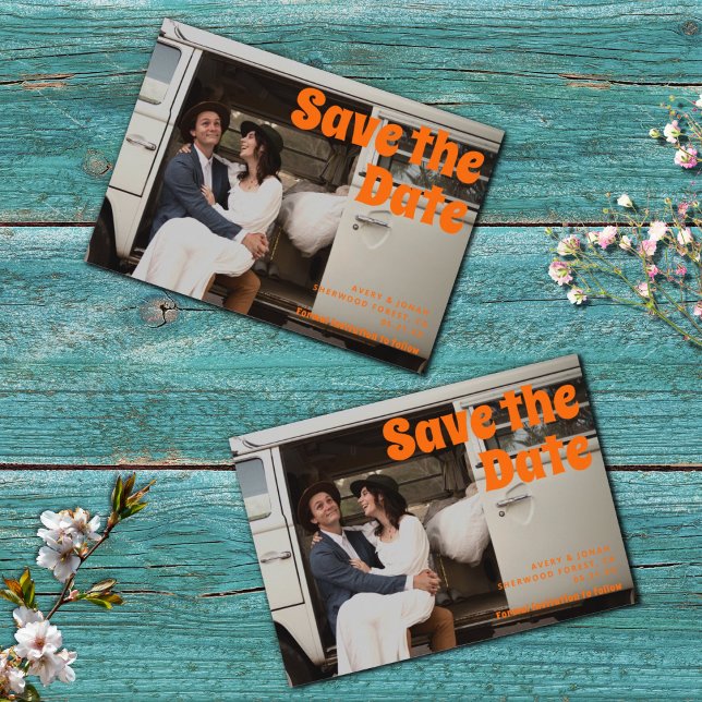 Convite Magnético Casamento Fotográfico com Típica Retroativa Modern (Criador carregado)