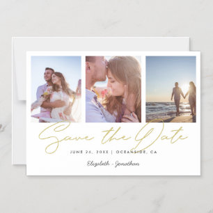 Convite Magnético Casamento Fotográfico do Chic Dourado Salve o ím