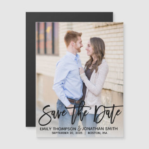 Convite Magnético Casamento Fotográfico moderno Salva os Magnetos d