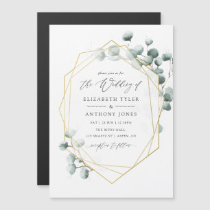 Convite Magnético Casamento Geométrico Eucalyptus