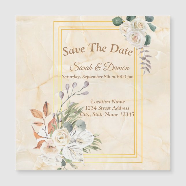 Convite Magnético Casamento Incrível, Flores Salvam o Dia (Frente)