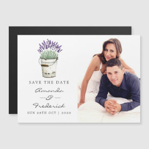 Convite Magnético Casamento Lavanda Chic Cottage Save the Date
