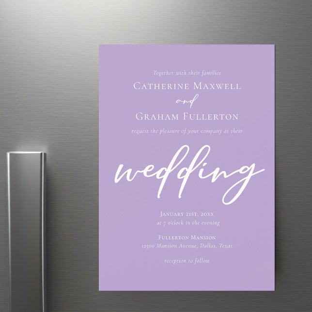 Convite Magnético Casamento Lilac Purple White (Criador carregado)