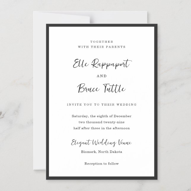 Convite Magnético Casamento Minimalista Tipografia Moderna (Frente)