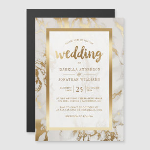 Convite Magnético Casamento Moderno em Bronze e Marble