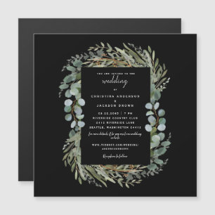 Convite Magnético Casamento Negra Elegante Eucalyptus