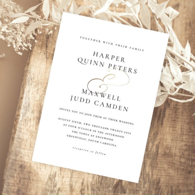 Convite Magnético Casamento Negro e Branco Elegante Moderno (Elegant typography gold script calligraphy magnetic wedding invitations.)