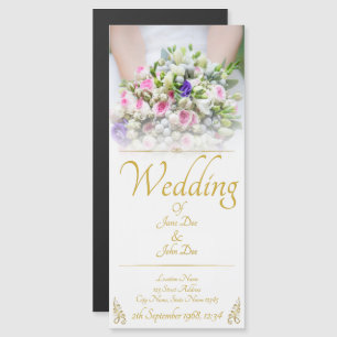 Convite Magnético Casamento - noiva com buquê de casamento colorido