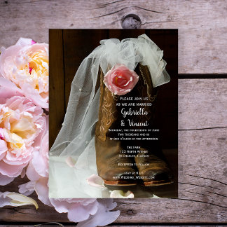 Convite Magnético Casamento Ocidental do Rosa do País Rosa e do Cowb