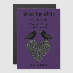 Convite Magnético Casamento Personalizado de Ravens Góticos e Cora
