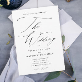 Convite Magnético Casamento Preto e Branco Elegante e Simples