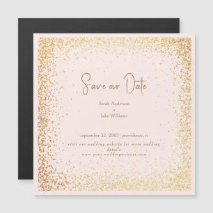 Convite Magnético Casamento Rosa e Dourado Salve Nossa Data