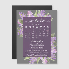 Convite Magnético Casamento Rustic Lilacs Salve a Cinza do Calendári