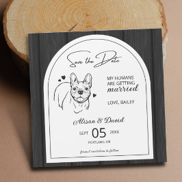 Convite Magnético Casamento Rustic Wood French Bulldog Salvando a Da