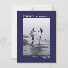 Convite Magnético Casamento Salvar a data Marinho de fotos vertical