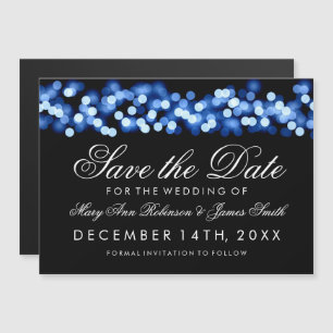 Convite Magnético Casamento Salve A Data Blue Hollywood Glam
