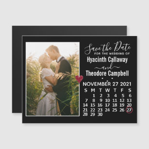 Convite Magnético Casamento Salve a data Calendar Foto de novembro d