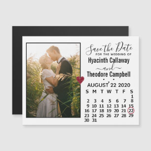 Convite Magnético Casamento Salve a data Calendário agosto de 2020 