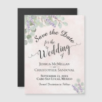 Casamento Salve a data Eucalyptus e Lavanda rosa