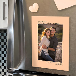 Convite Magnético Casamento Salve a Data Foto Vertical Peach
