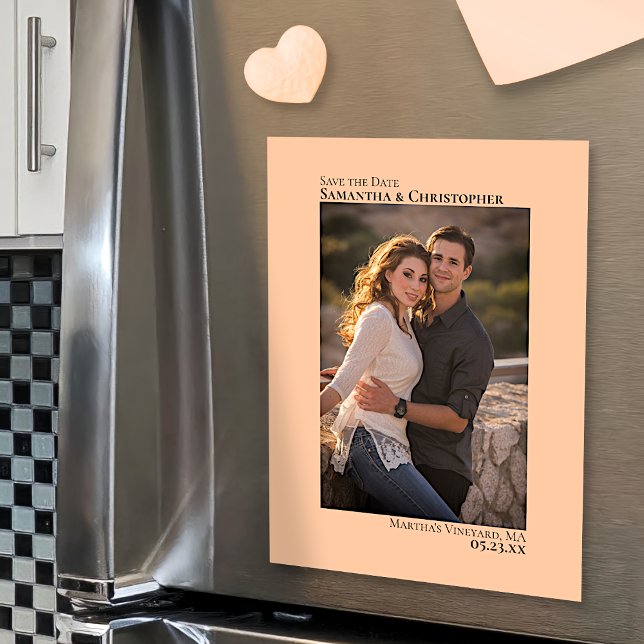 Convite Magnético Casamento Salve a Data Foto Vertical Peach (Criador carregado)