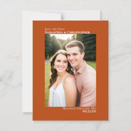 Convite Magnético Casamento Salve a Data Vertical Foto Laranja Ferru