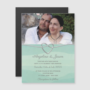 Convite Magnético Casamento Simples em Aquarela Verde Sálvia