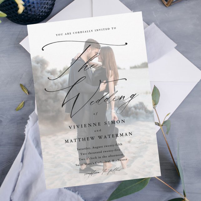 Convite Magnético Casamento Simples Preto e Branco (Criador carregado)