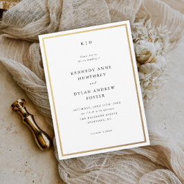 Convite Magnético Casamento Simples Preto e Branco Elegante