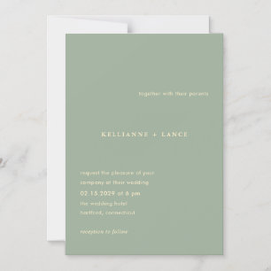 Convite Magnético Casamento Simples Verde Salvia Moderno