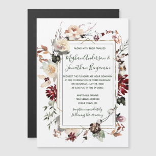 Convite Magnético Casamento Verde da Floresta Floral Rustic Winter B