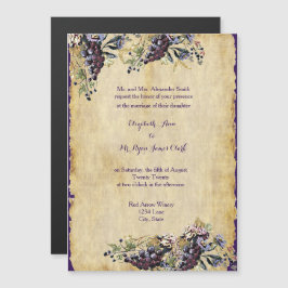 Convite Magnético Casamento Vinícola Vinhedo Aquarela Vinhas de Uva