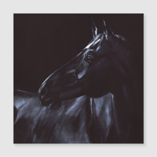 Convite Magnético Cavalo preto elegante pintado à mão