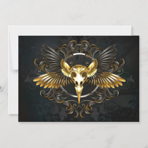 Convite Magnético Caveira de ouro sobre fundo preto