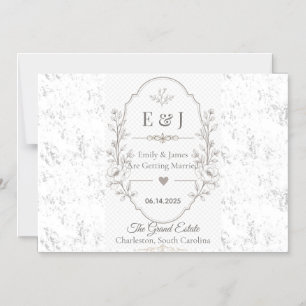 Convite Magnético Celebração de Casamento Romântico de Luxo Design