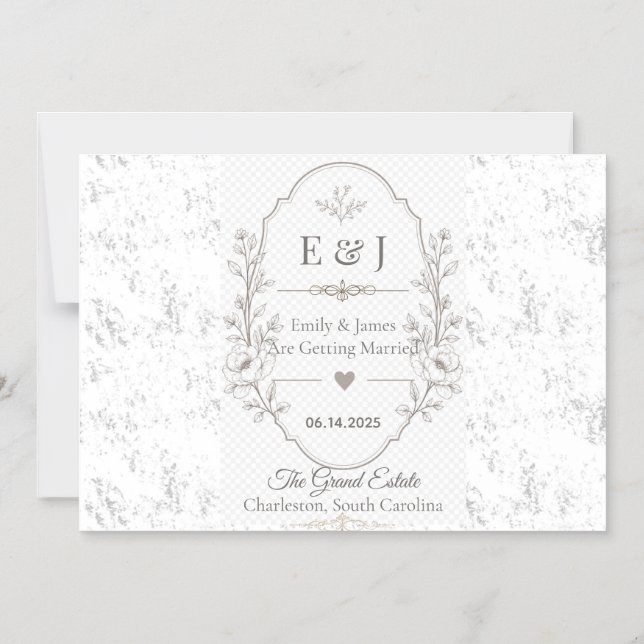 Convite Magnético Celebração de Casamento Romântico de Luxo Design (Frente)
