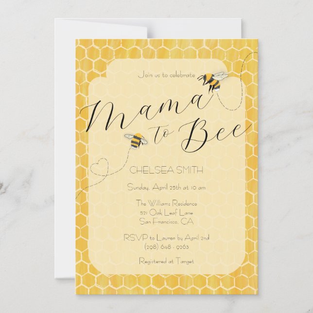 Convite Magnético Chá de Bebê Mama to Bee Melhoney (Frente)