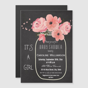 Convite Magnético Chá de fraldas Mason Jar Chalkboard