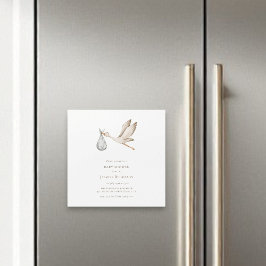 Convite Magnético Chá de fraldas mínimo de marca de aquarela