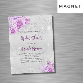 Convite Magnético Chá de panela de luxo de flores violentas, cor-de-