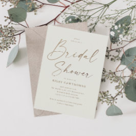 Convite Magnético Chá de panela de Script Dourado Simples